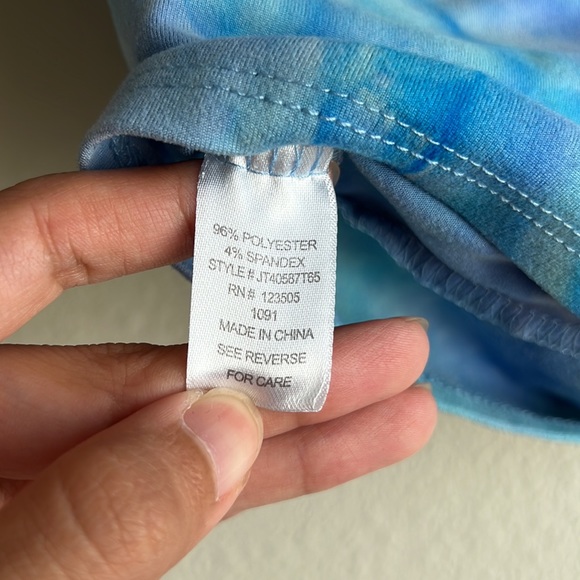 Blue Tie Dye Cropped Top Twist Front Blouse - Picture 11 of 11